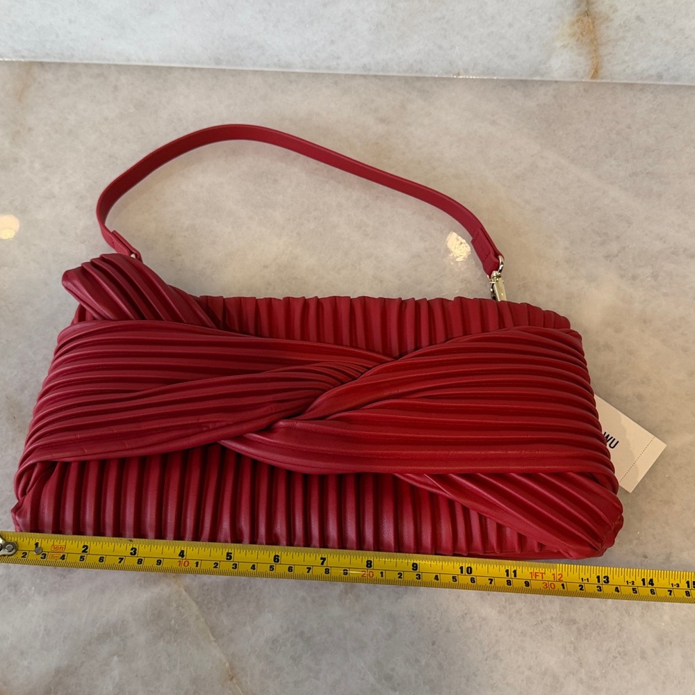 Jason Wu Red Pleated Twist-Front Shoulder Bag - Picture 4 of 8